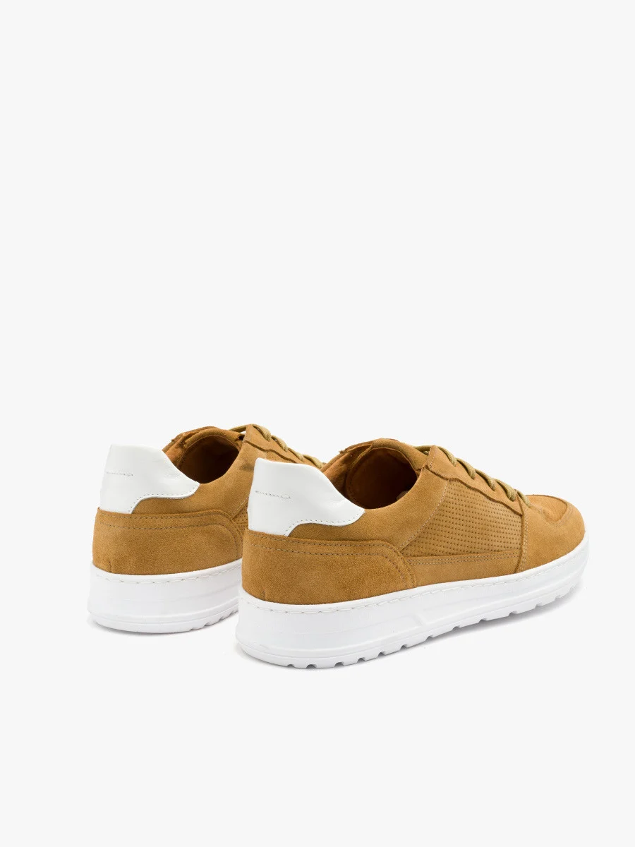 Beżowe półbuty z białą wstawką