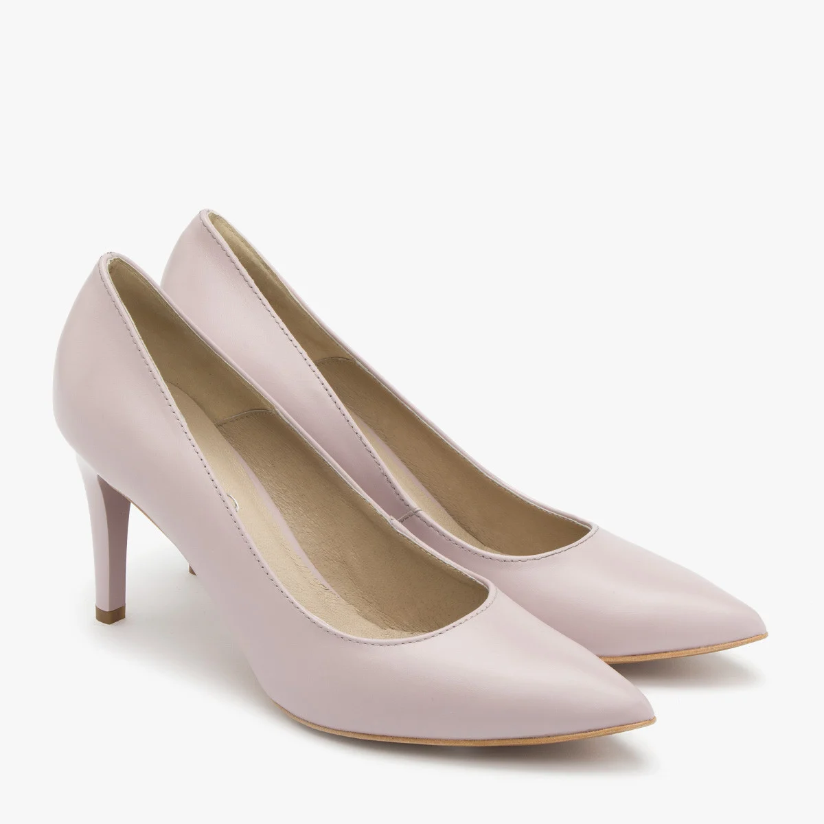 Liliowe czółenka na lakierowanej szpilce