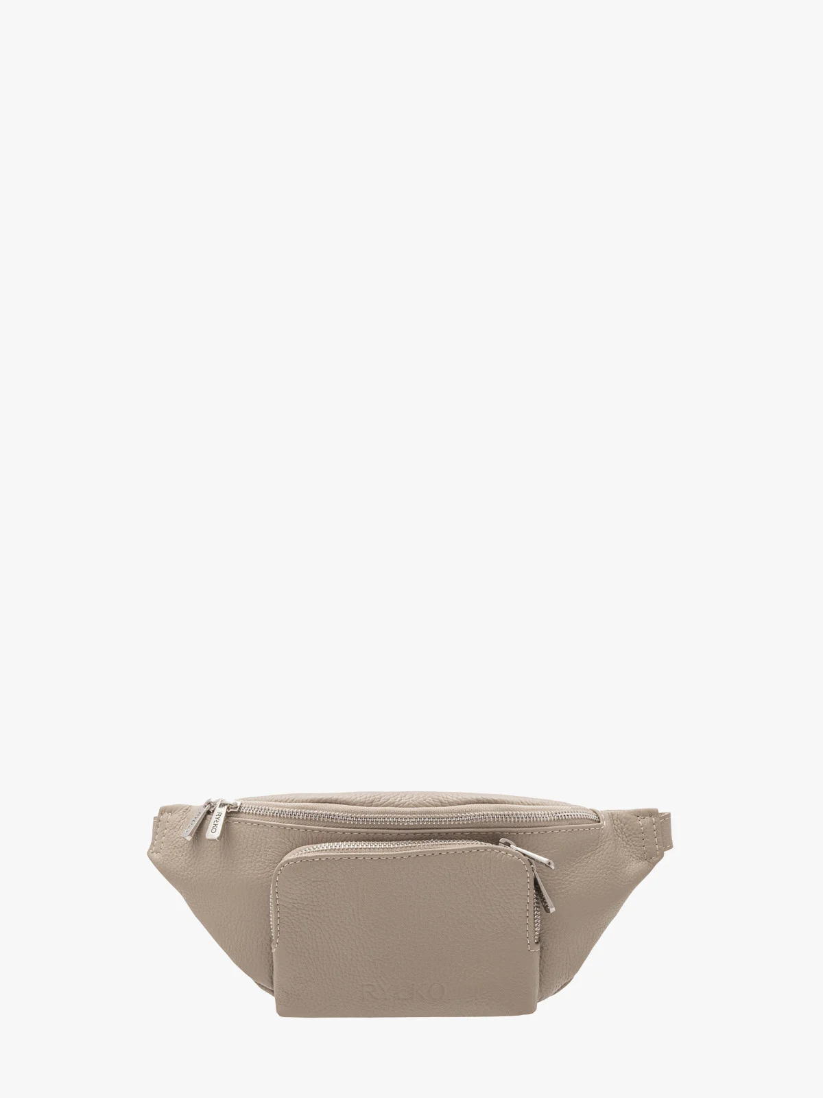 Ciemnobeżowa torebka nerka z poręczną zewnętrzną kieszenią