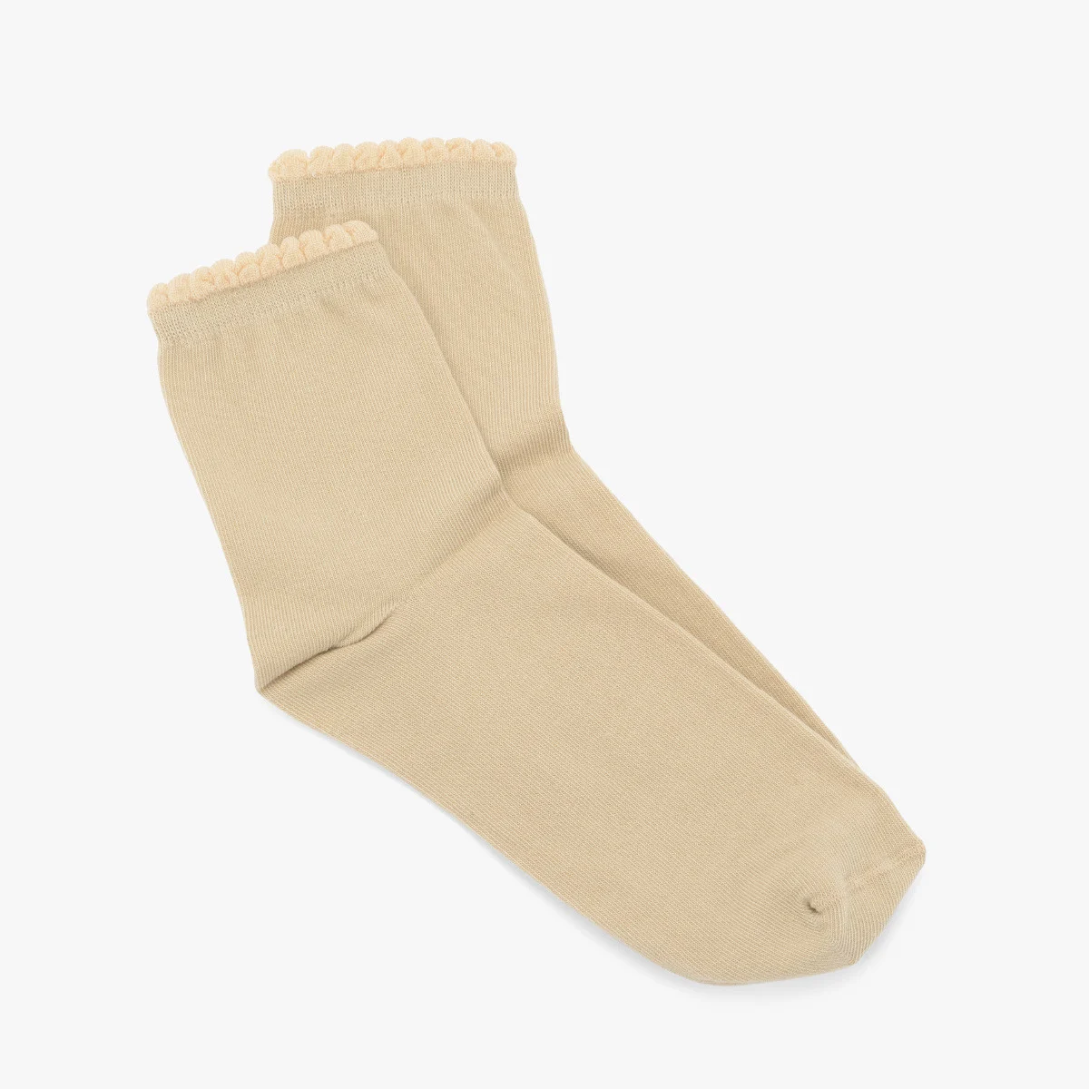 Beżowe skarpety bawełniane z falbanką