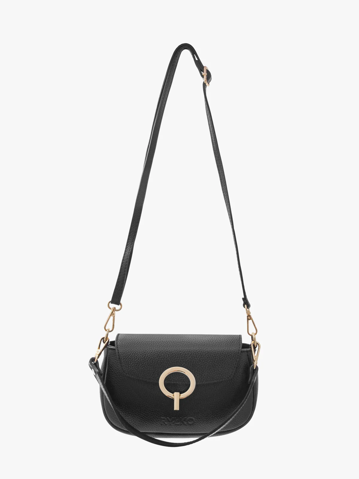 Elegancka torebka z dwoma paskami oraz złotymi detalami