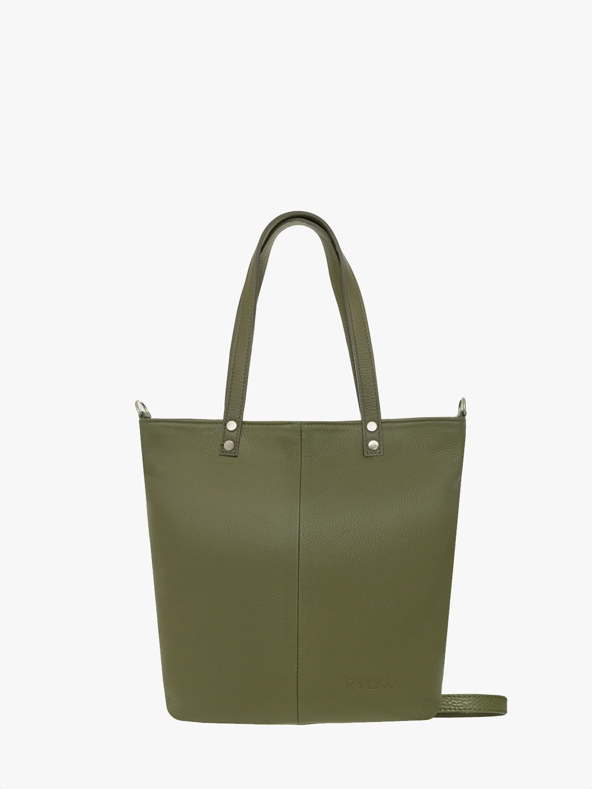 Duża oliwkowa torebka typu shopperka zapinana na zamek