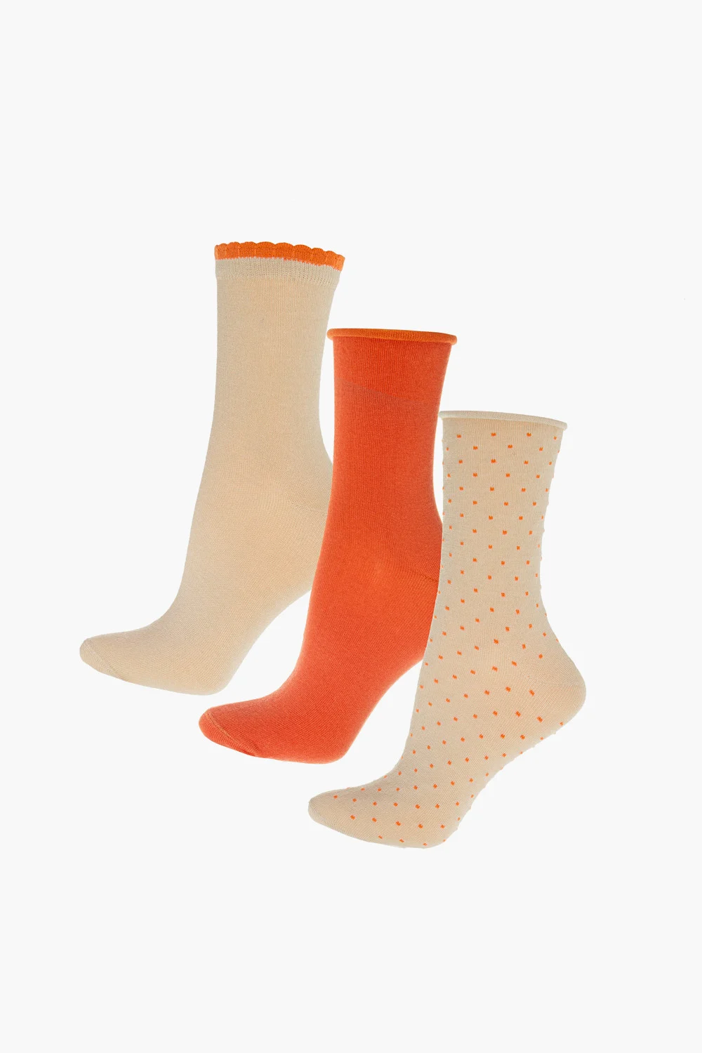 Beżowo-pomarańczowy trójpak skarpet damskich