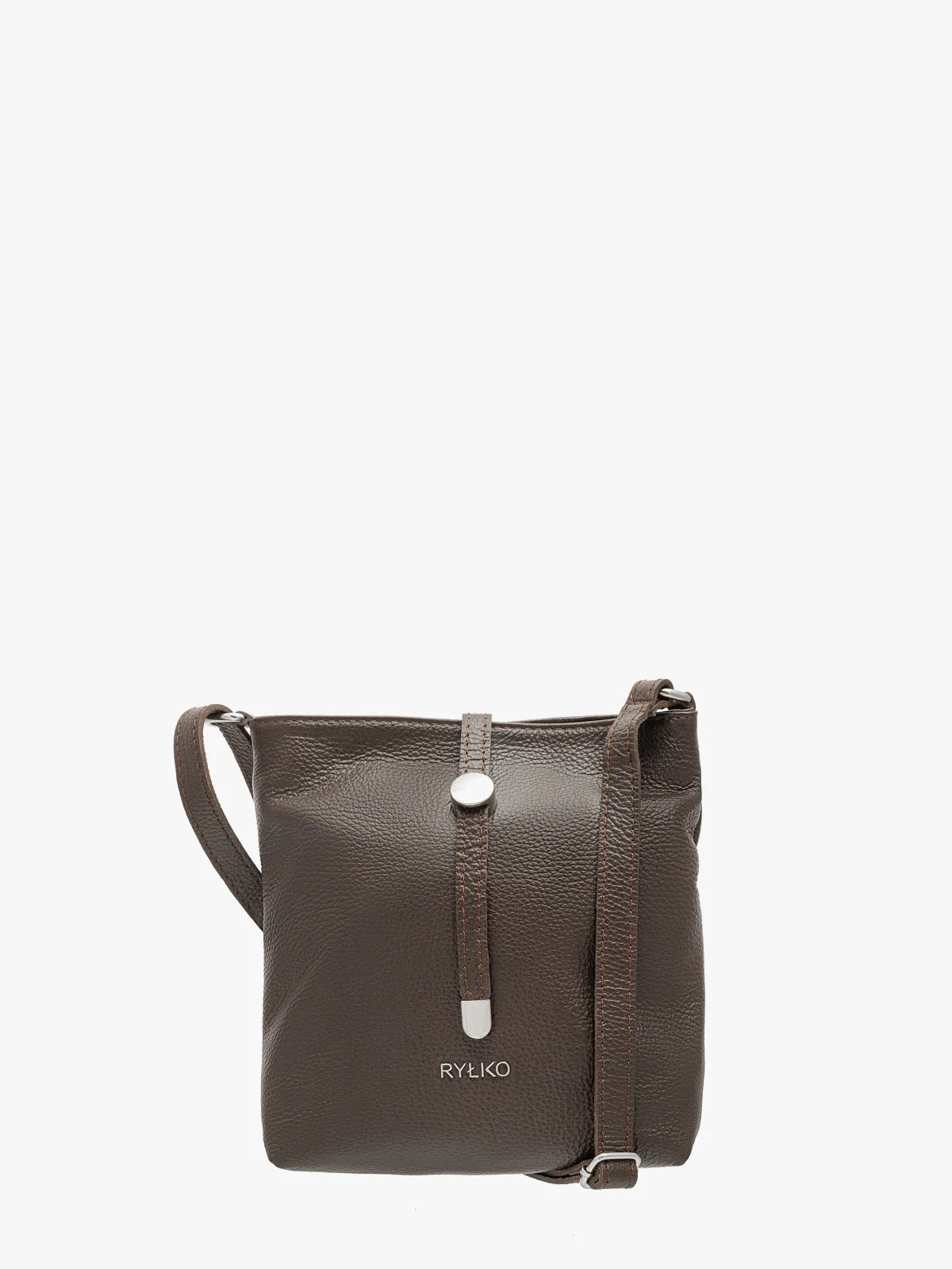 Ciemnobrązowa torebka listonoszka ze zdobnym zapięciem