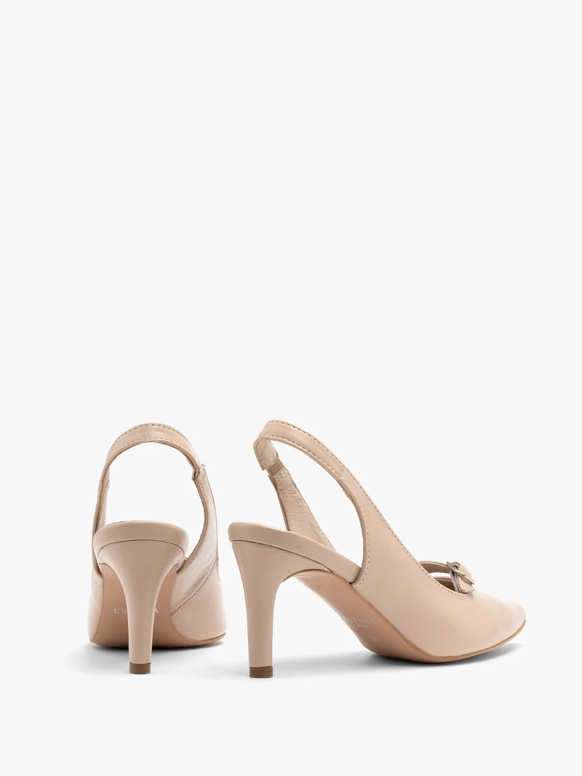 Beżowe czółenka z ozdobnym paskiem