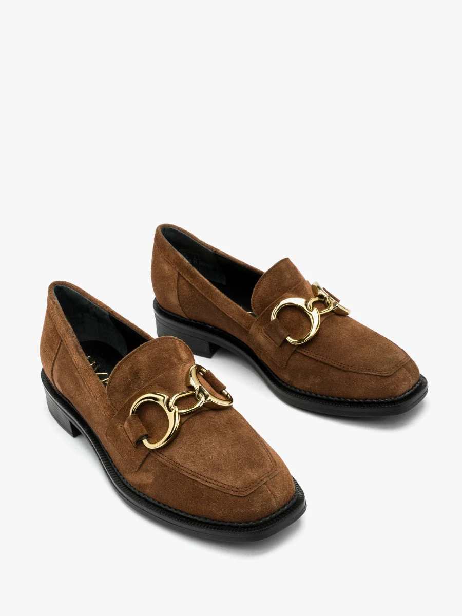 Rude mokasyny na płaskiej podeszwie