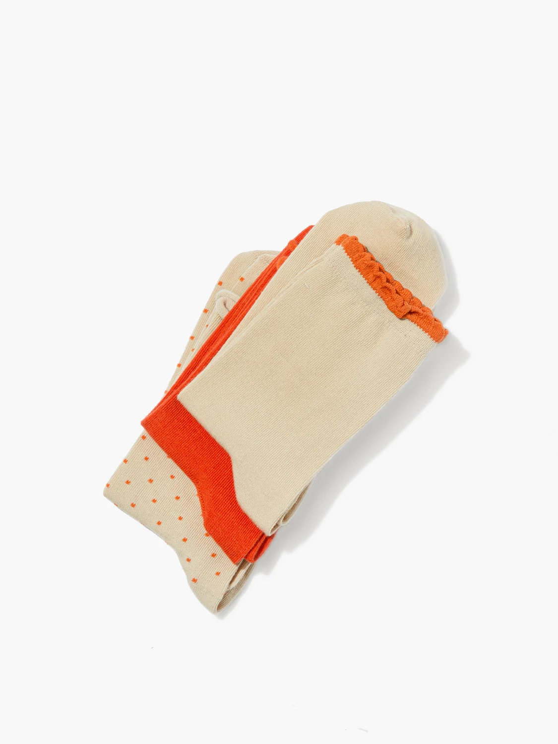 Beżowo-pomarańczowy trójpak skarpet damskich