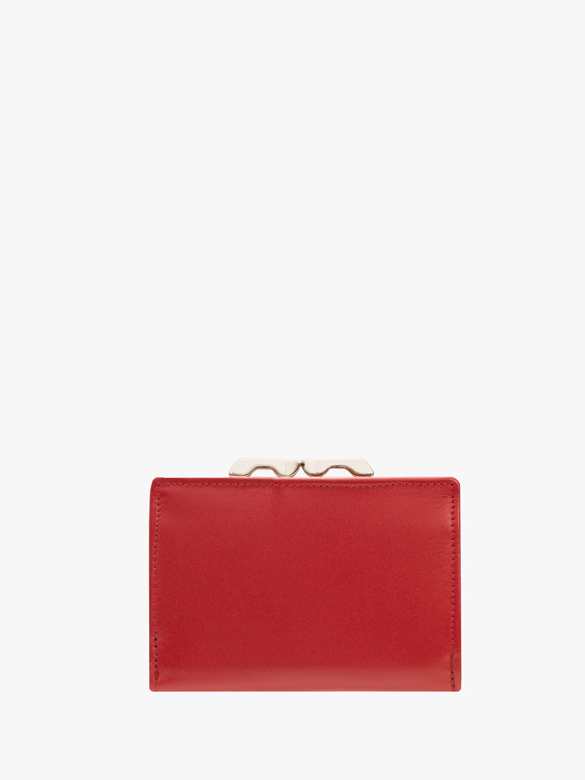 Czerwony portfel damski z dekoracyjnym zapięciem