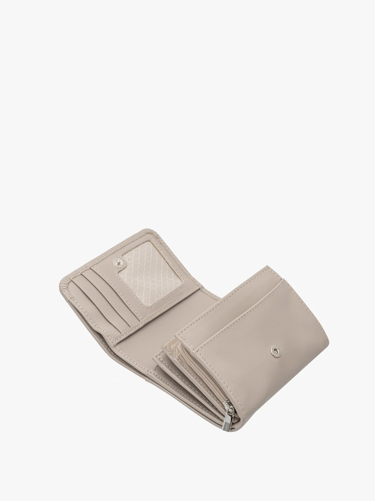 Beżowy portfel damski ze srebrnymi detalami