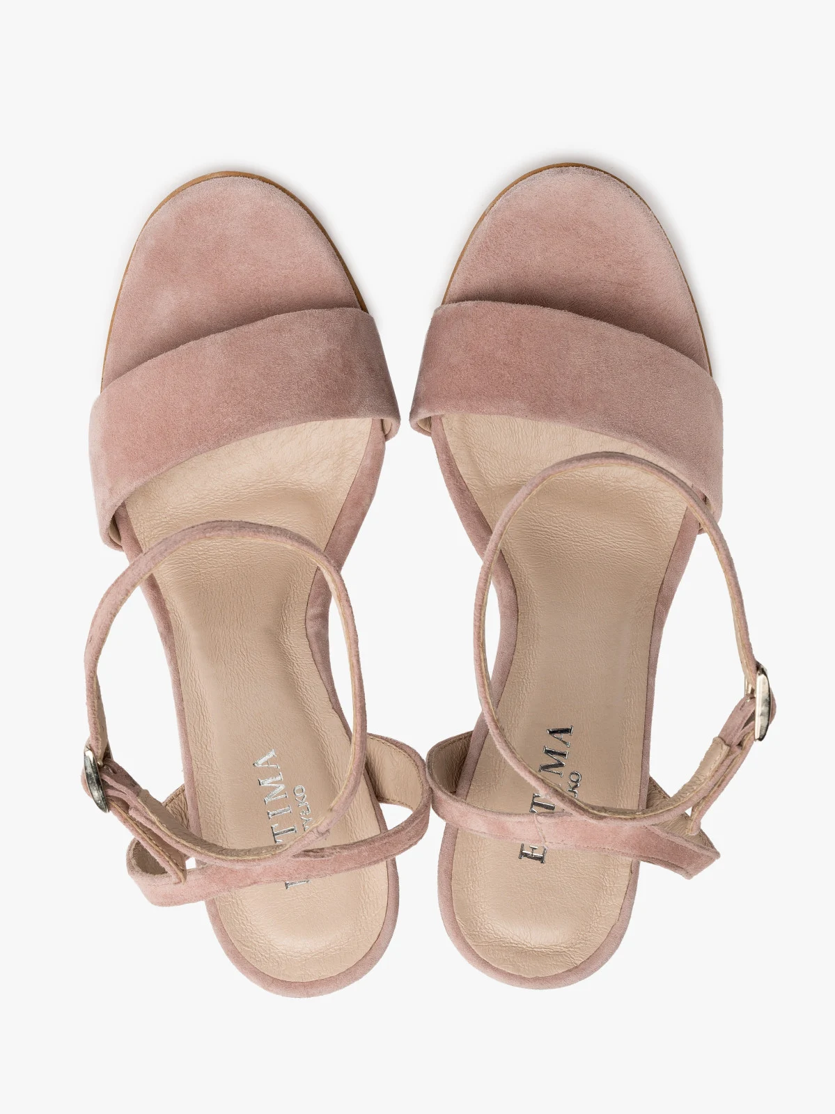 Pudrowo-różowe sandały na wysokiej szpilce