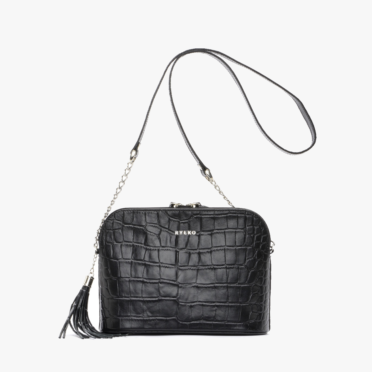 Czarna torebka z frędzlem