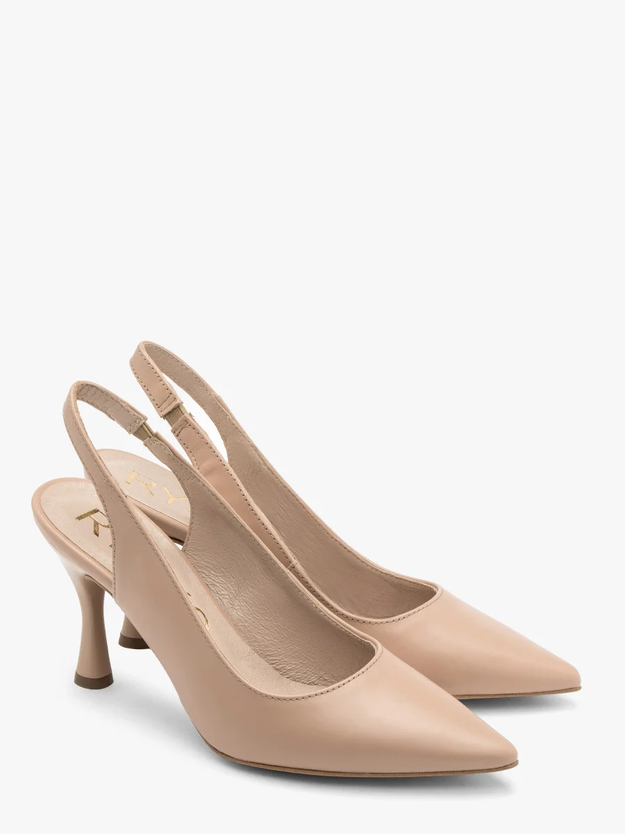 Beżowe czółenka z otwartą piętą