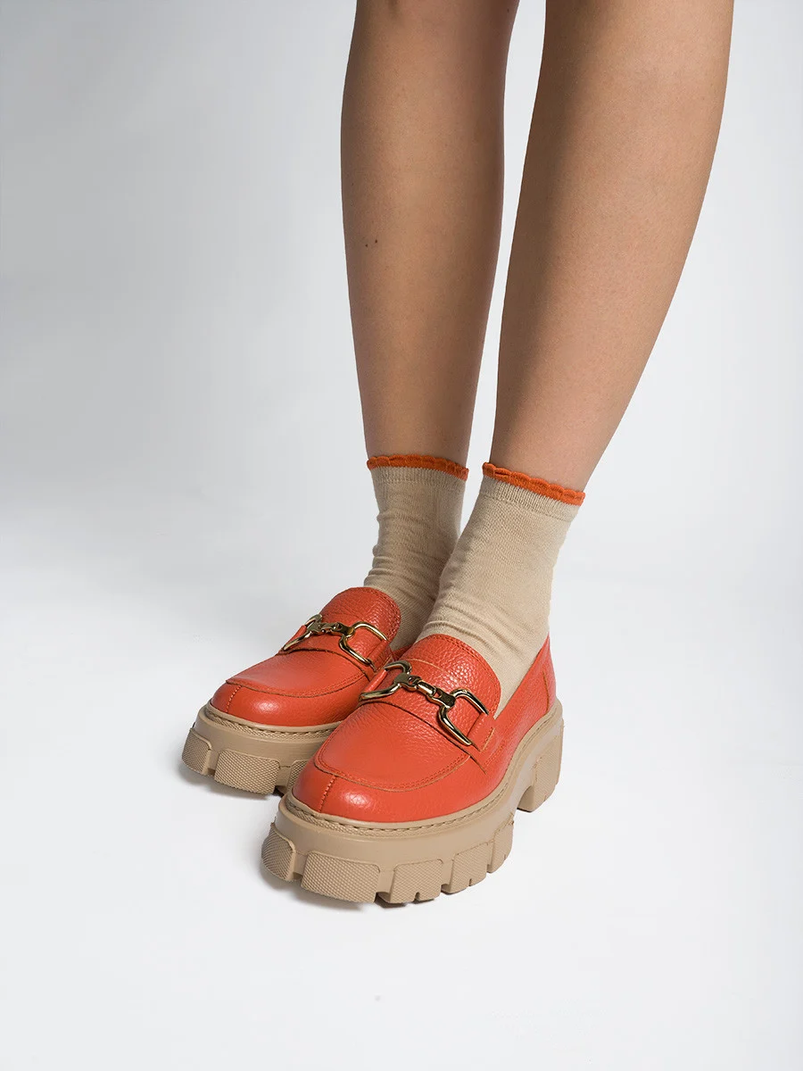 Beżowo-pomarańczowy trójpak skarpet damskich