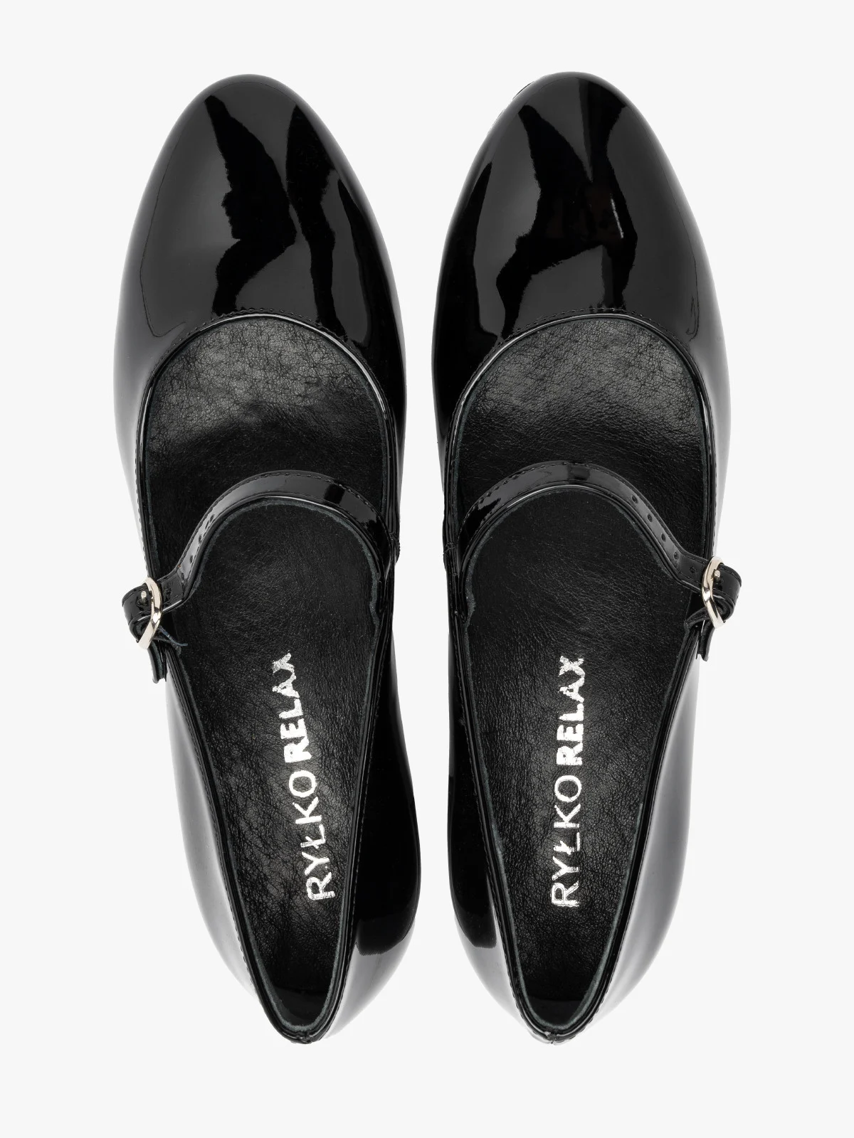 Czarne czółenka z paskiem na niskim słupku