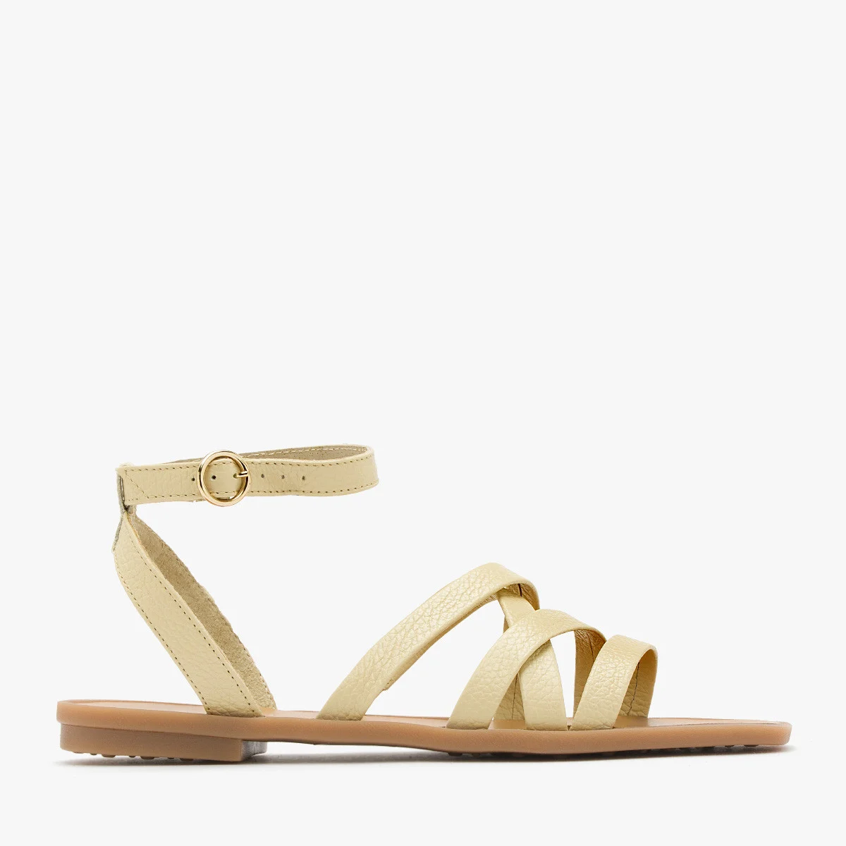 Waniliowe sandały na płaskiej podeszwie