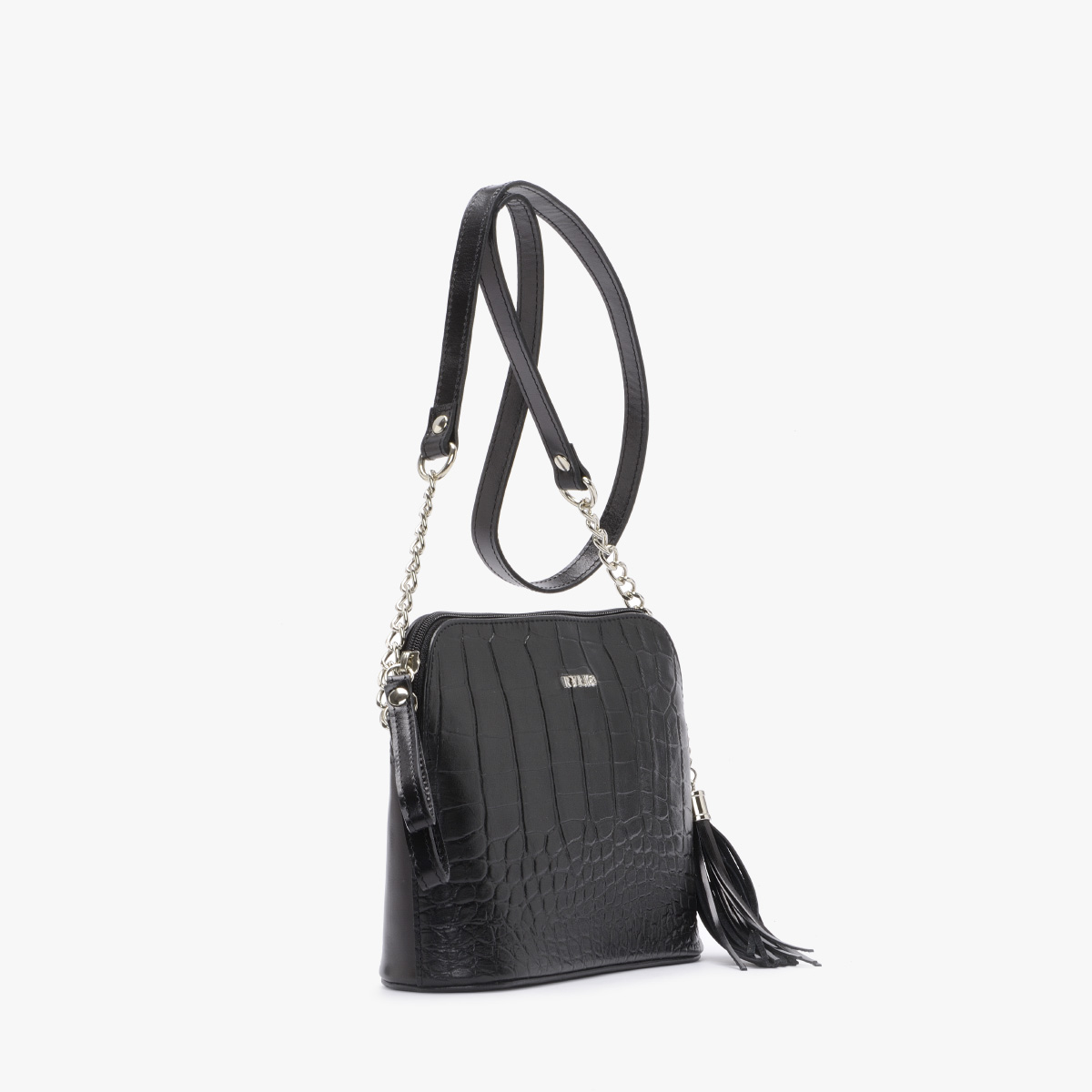 Czarna torebka z frędzlem