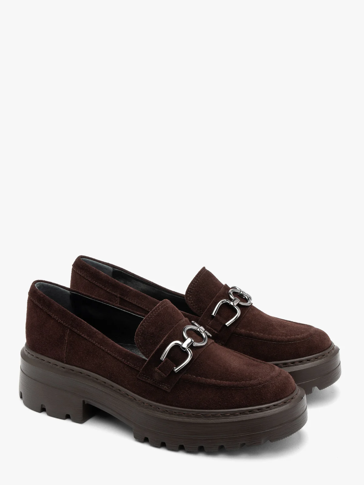 Bordowe mokasyny z ozdobą na cholewce