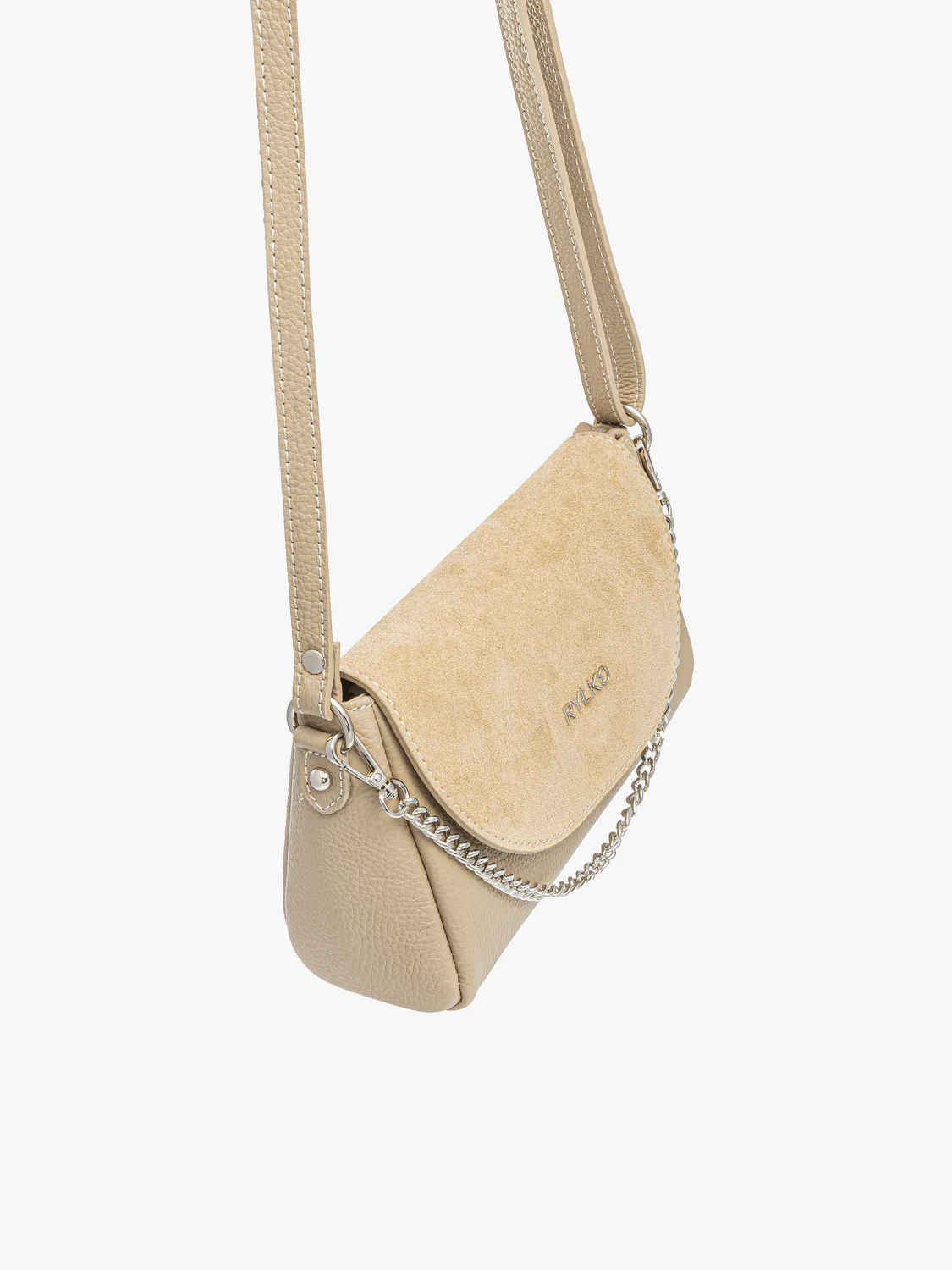 Mała beżowa torebka z łańcuszkiem