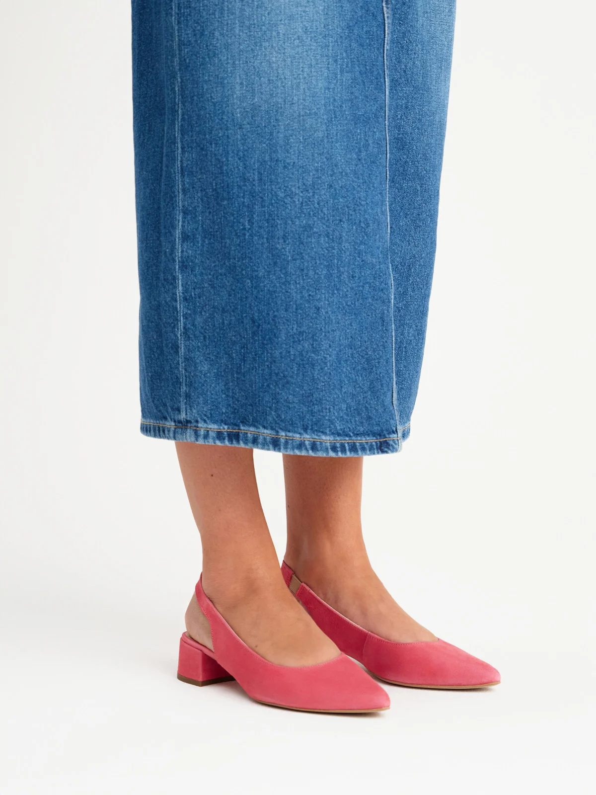 Różowe czółenka damskie z otwartą piętą