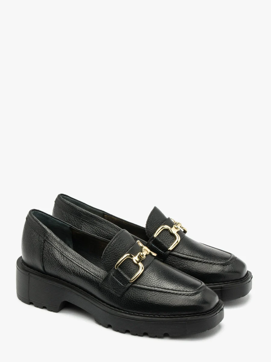 CZARNE MOKASYNY ZE ZŁOTĄ OZDOBĄ