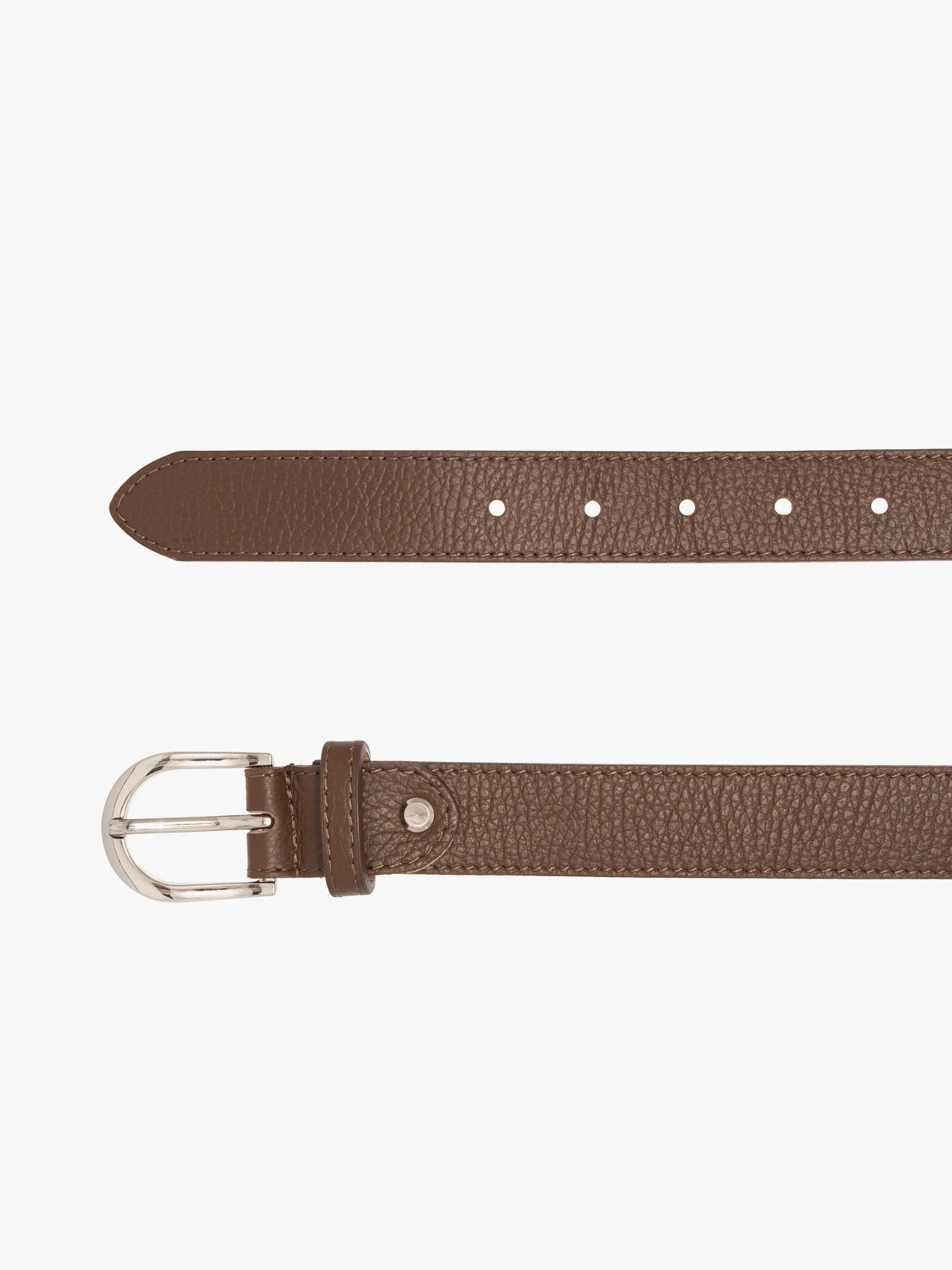 Brązowy pasek ze srebrną klamrą