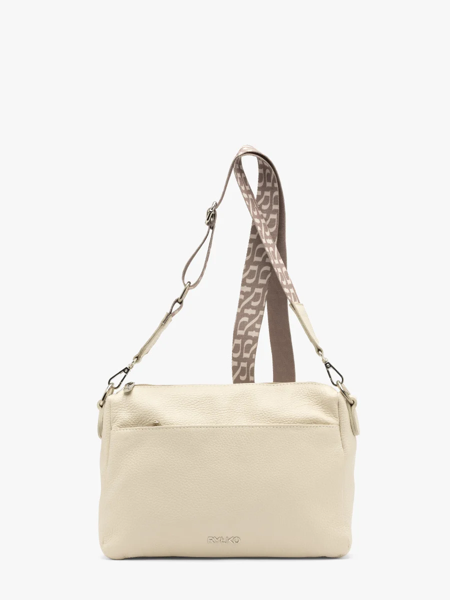 Kremowa torebka na pasku z tkaniny