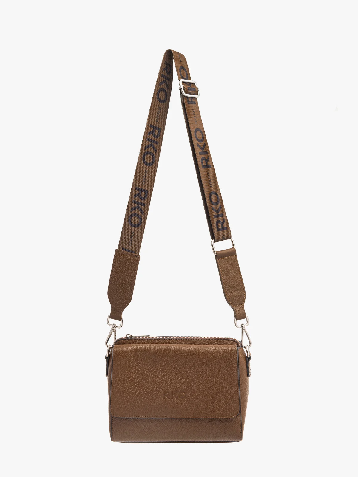 Brązowa torebka damska na szerokim pasku z taśmy