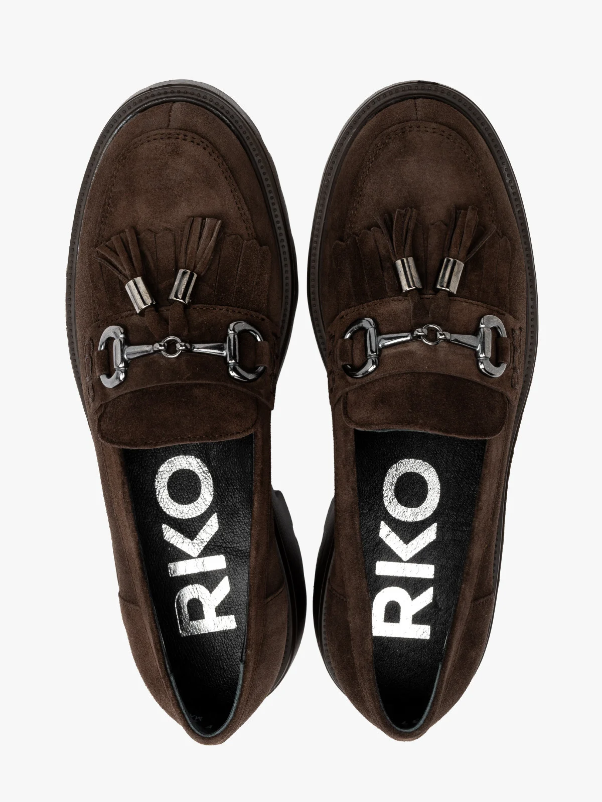 Brązowe mokasyny z frędzlami