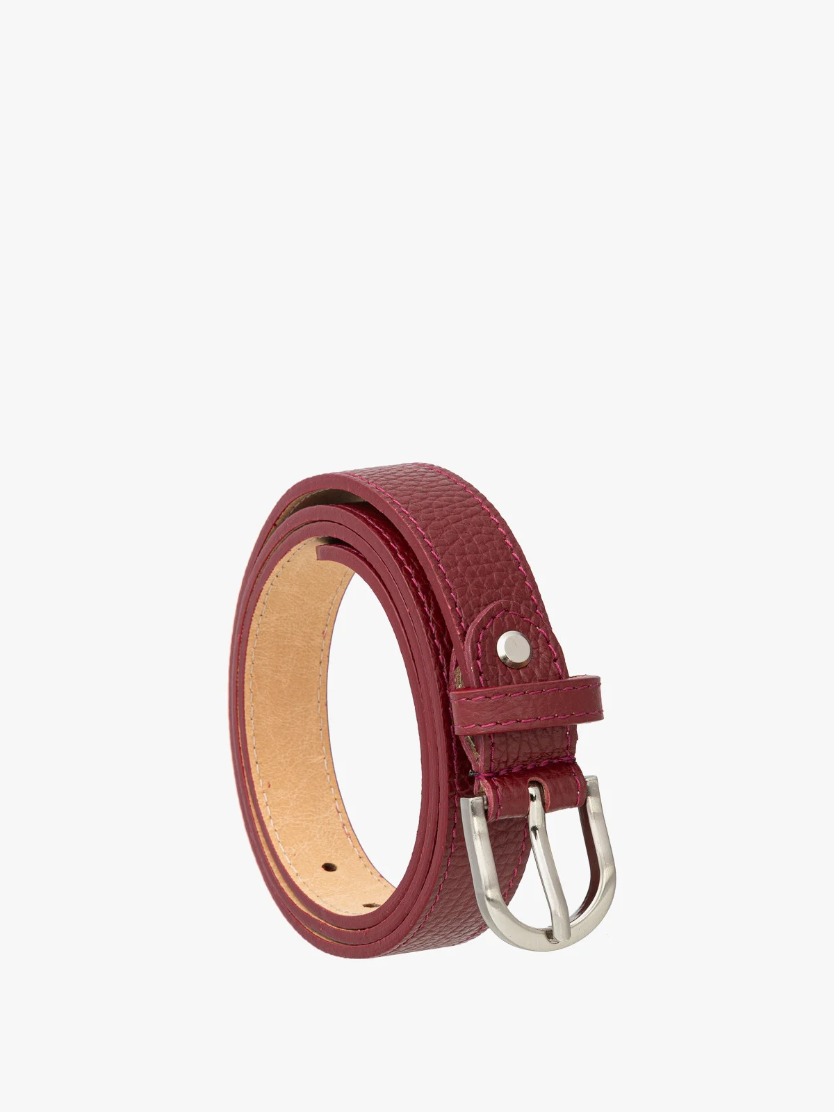 Bordowy pasek skórzany damski