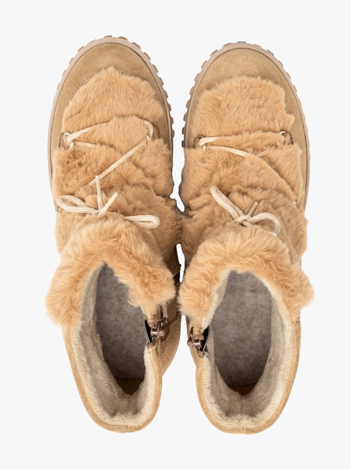 Beżowe krótkie ocieplane śniegowce damskie