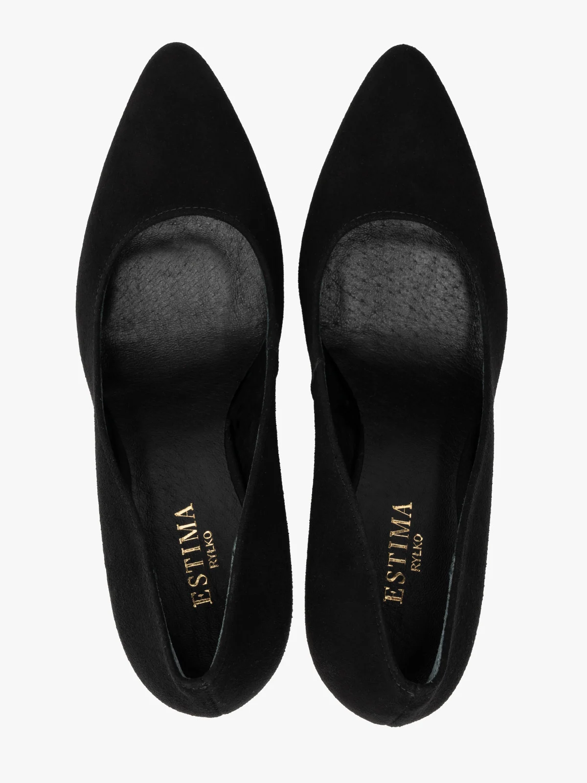 Czarne, welurowe czółenka na wysokiej szpilce