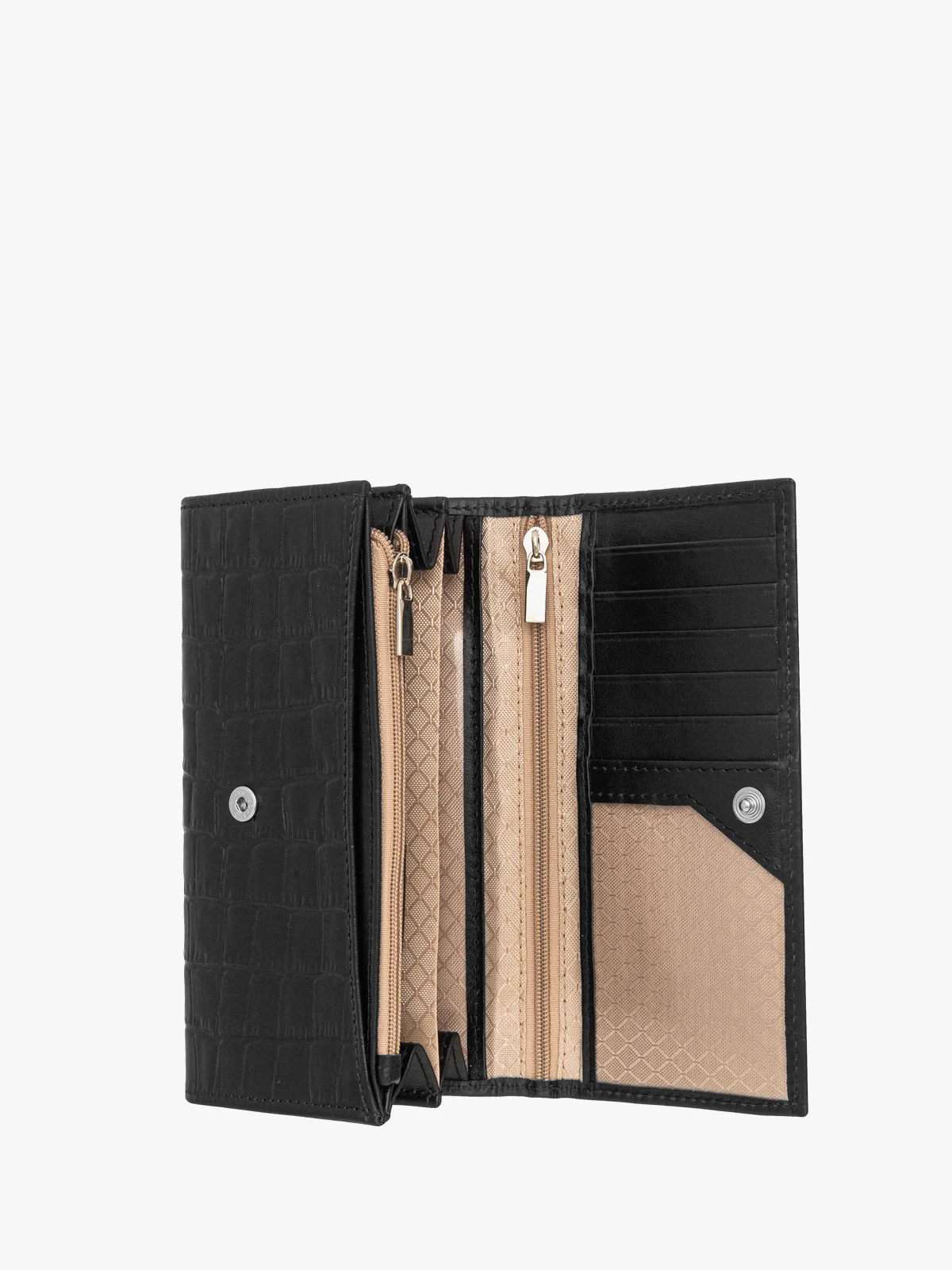 Czarny portfel damski ze zwierzęcym motywem