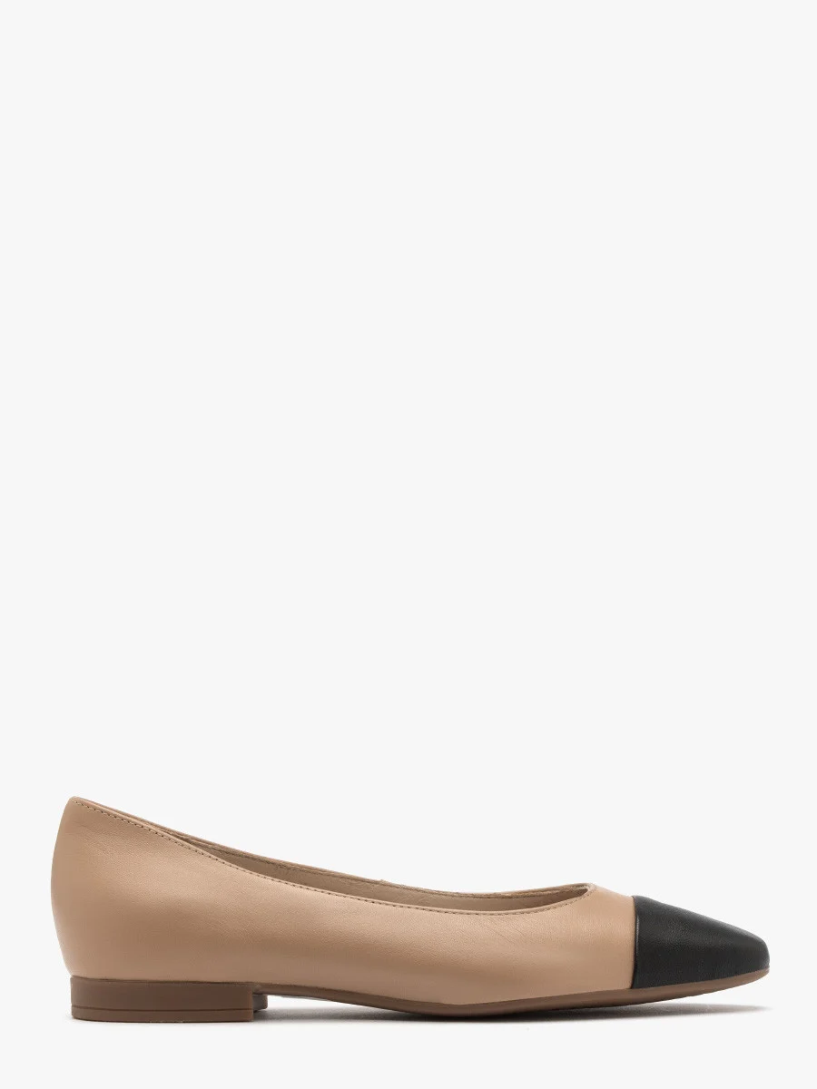 Beżowo-czarne baleriny