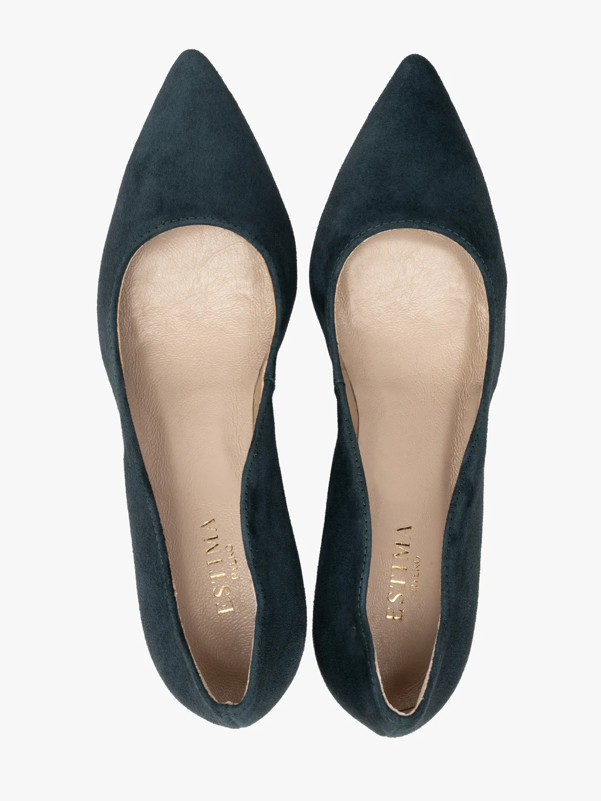 Zielone, welurowe czółenka z ozdobną cholewką