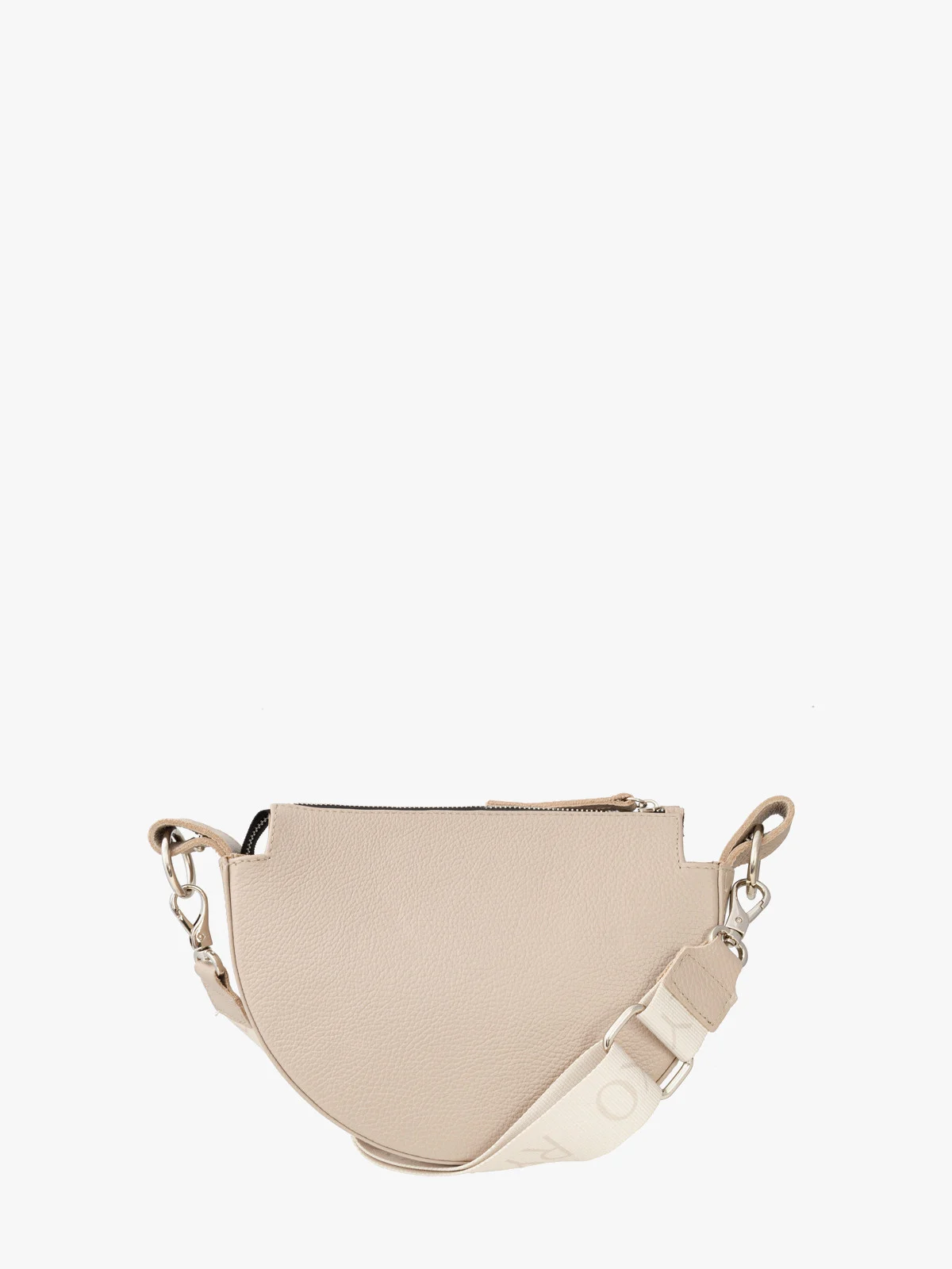 Beżowa torebka na szerokim pasku z taśmy