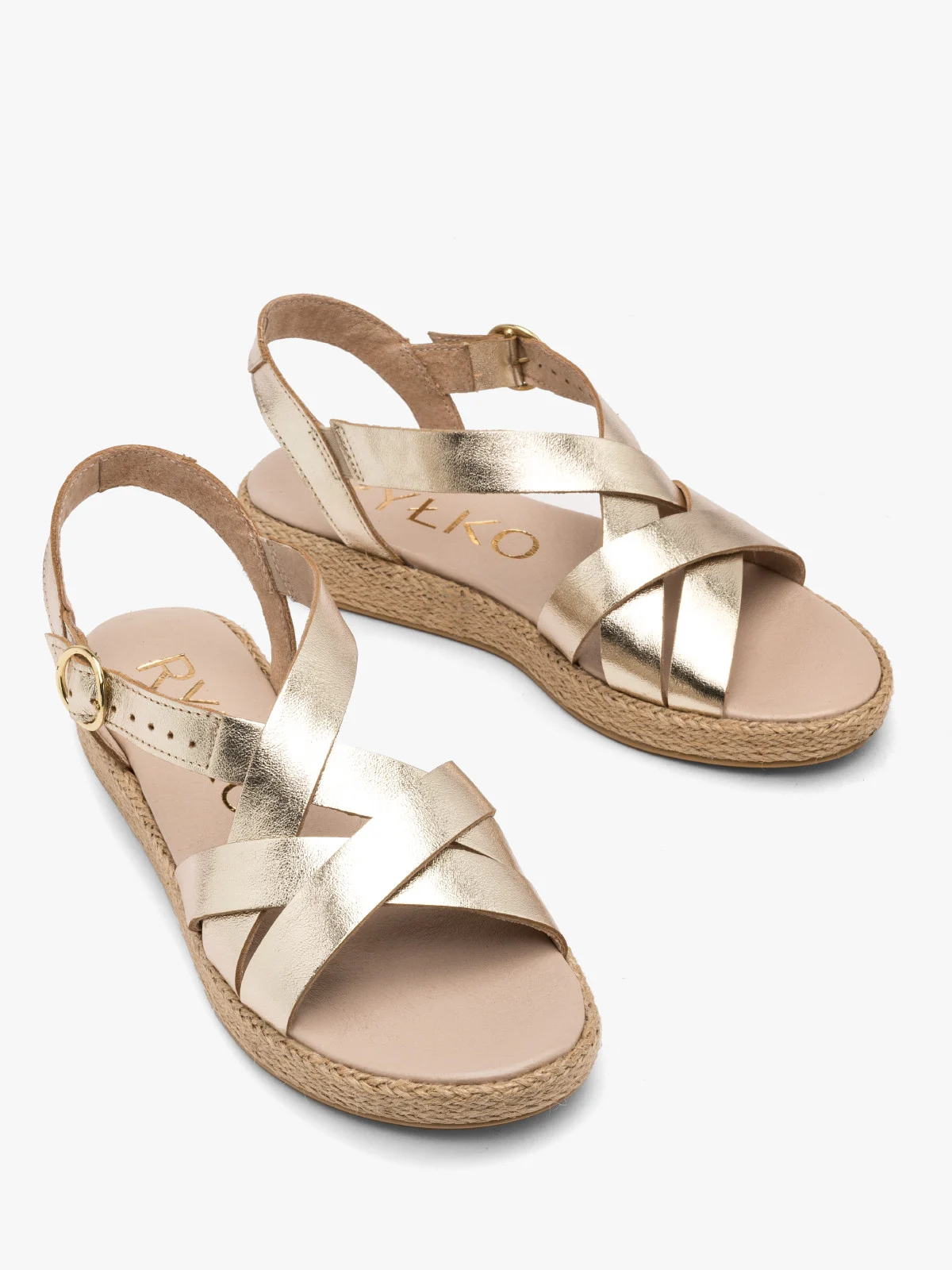 Platynowe sandały na ozdobnym spodzie