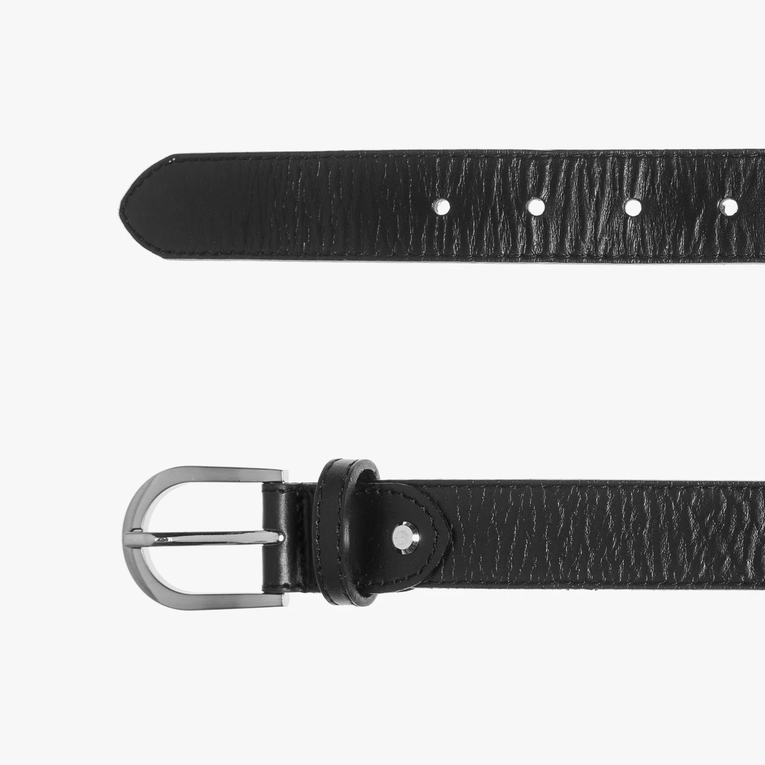 Czarny pasek ze srebrną klamrą