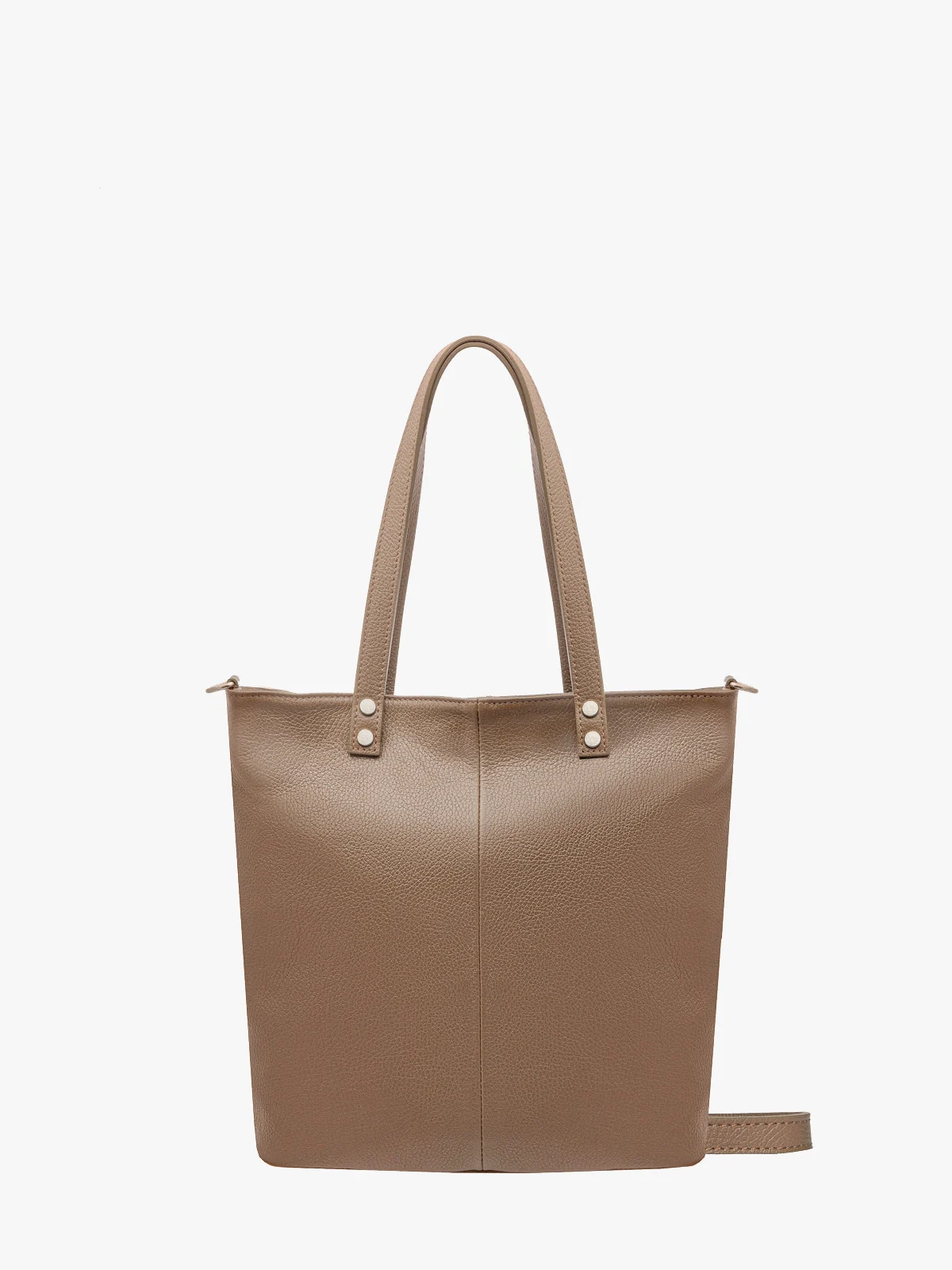 Duża, brązowa torebka typu shopperka zapinana na zamek