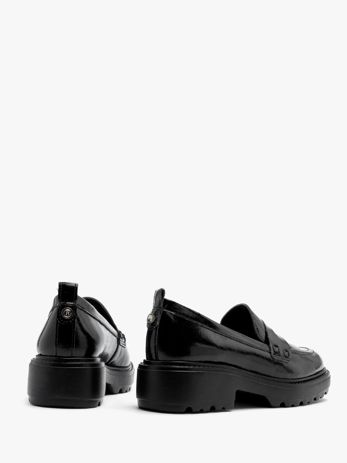 Czarne, lakierowane mokasyny damskie