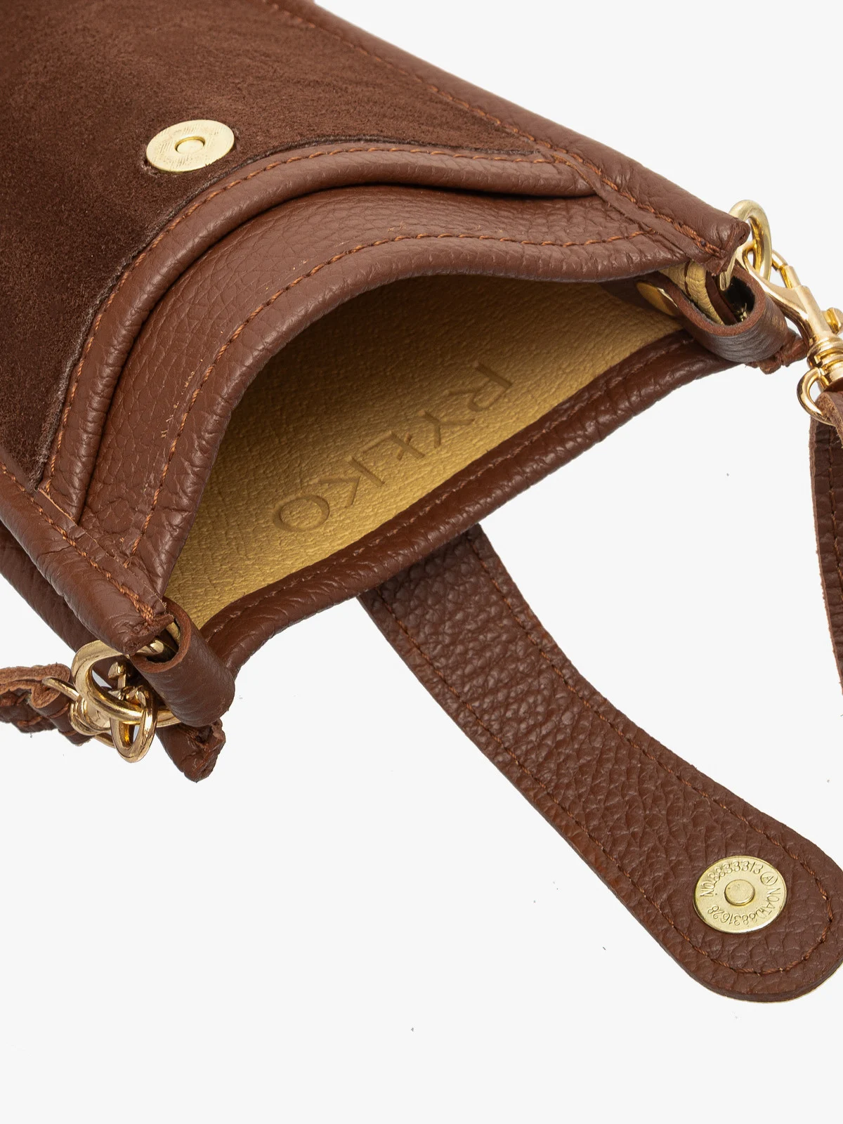 Mała, prostokątna listonoszka z łączonych skór