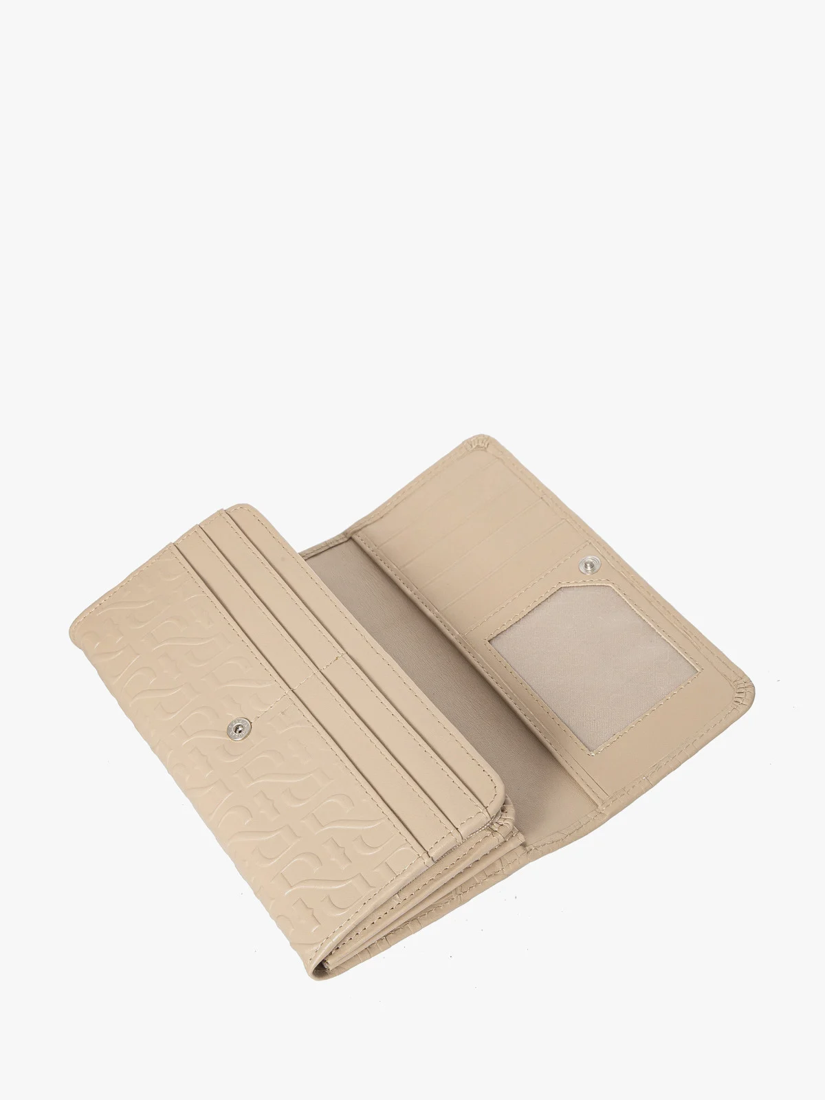 Wytłaczany beżowy portfel damski