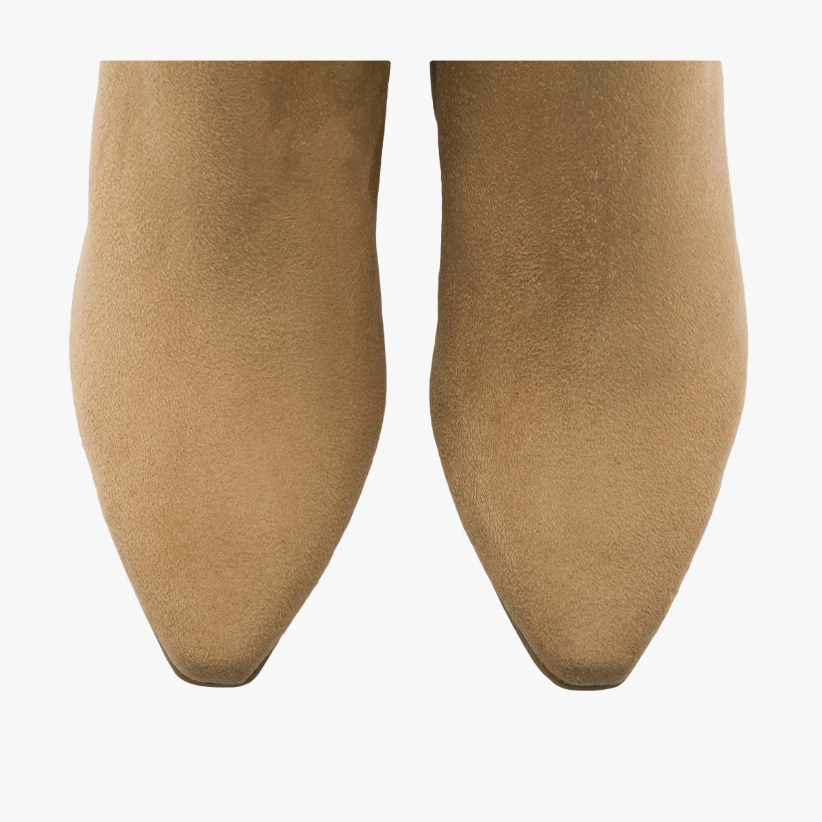 Beżowe wysokie kozaki nad kolano z elastyczną cholewką