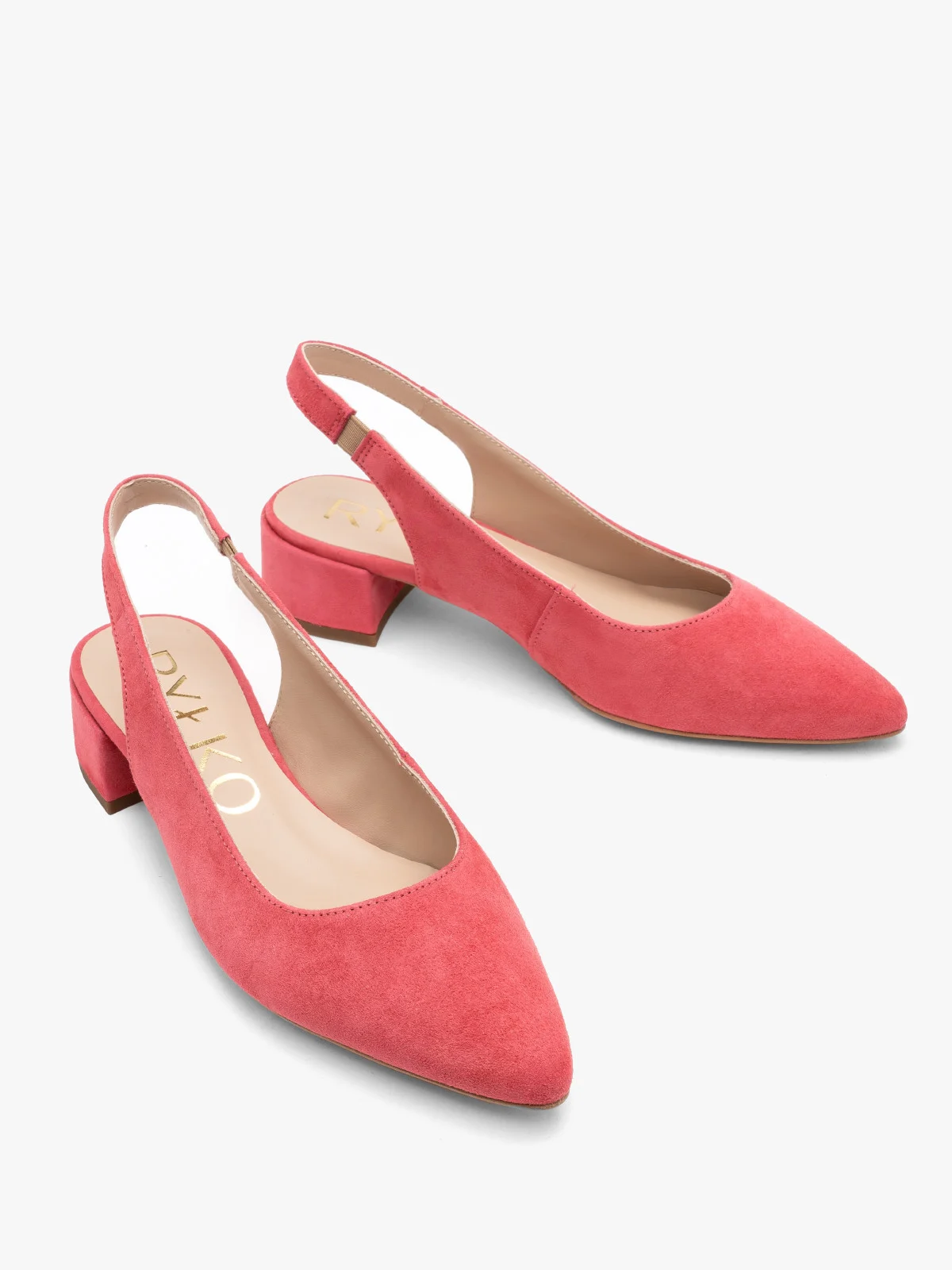 Różowe czółenka damskie z otwartą piętą