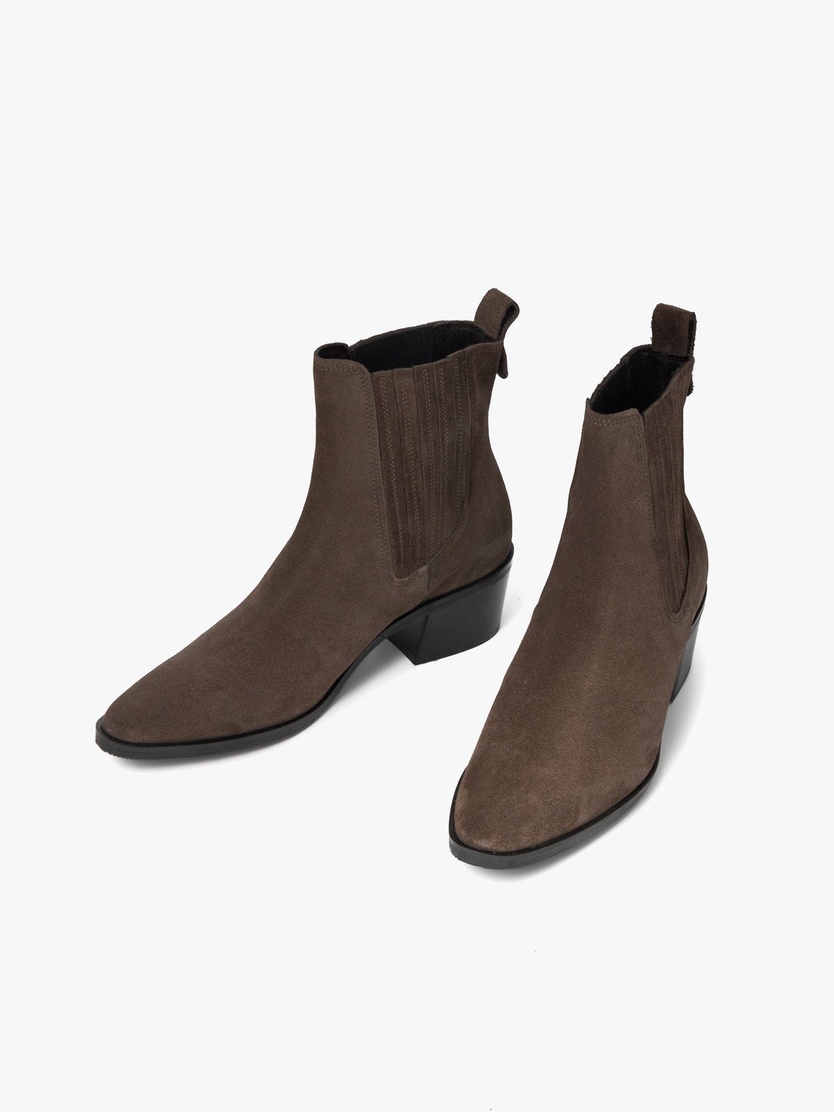 Brązowe sztyblety damskie na obcasie