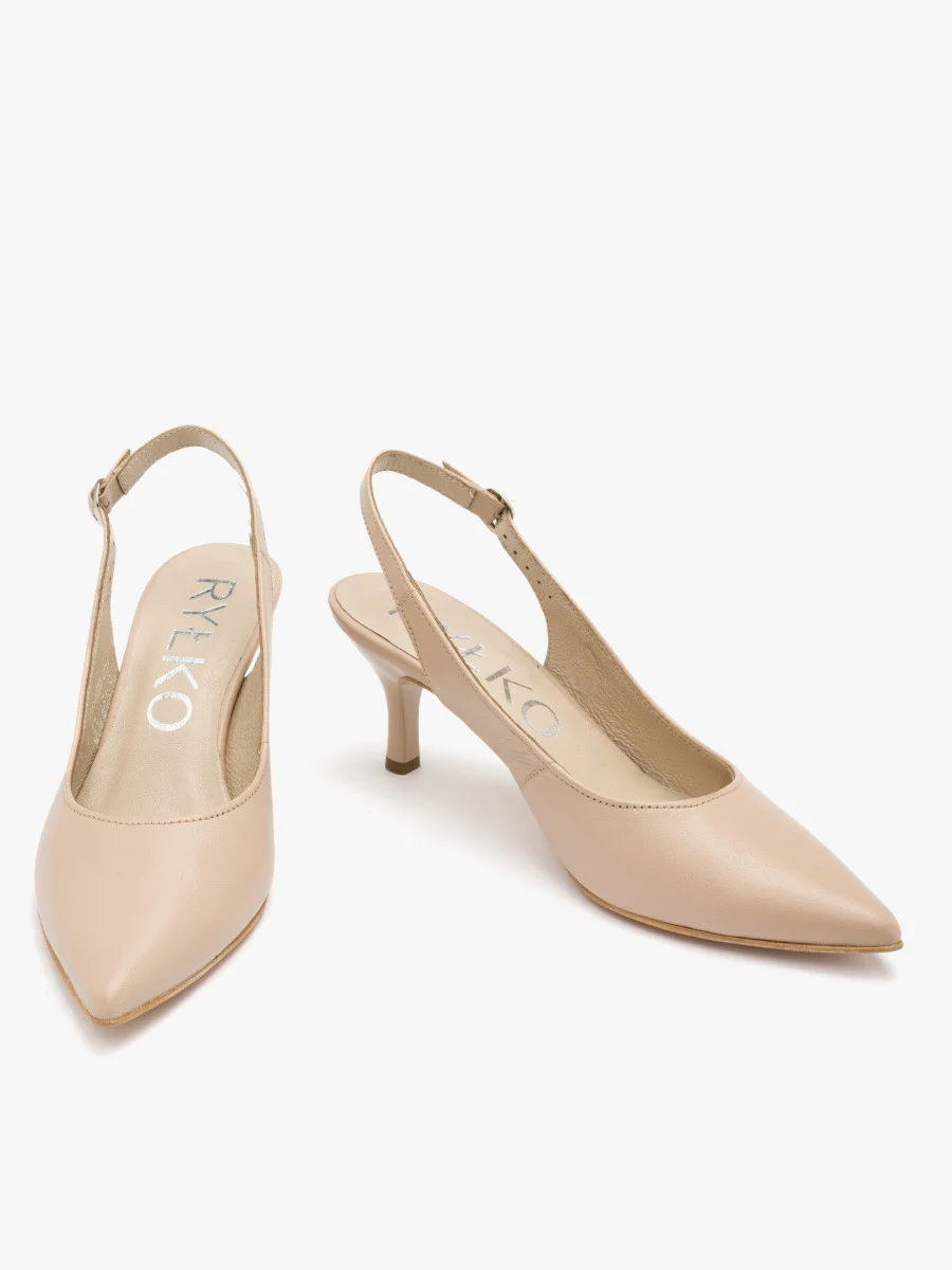 Beżowe czółenka z odkrytą piętą