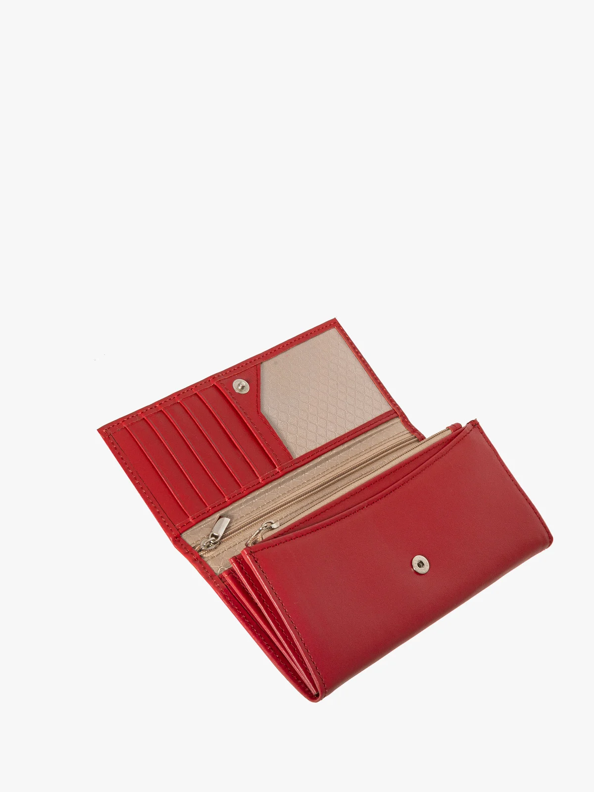 Skórzany czerwony portfel damski