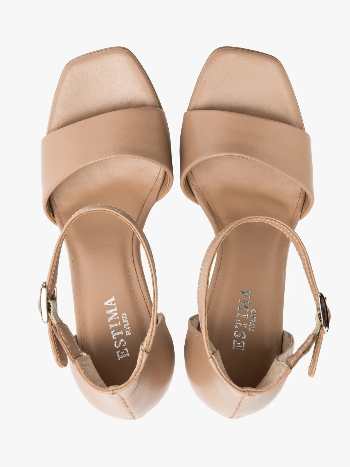 Beżowe sandały na wysokim słupku