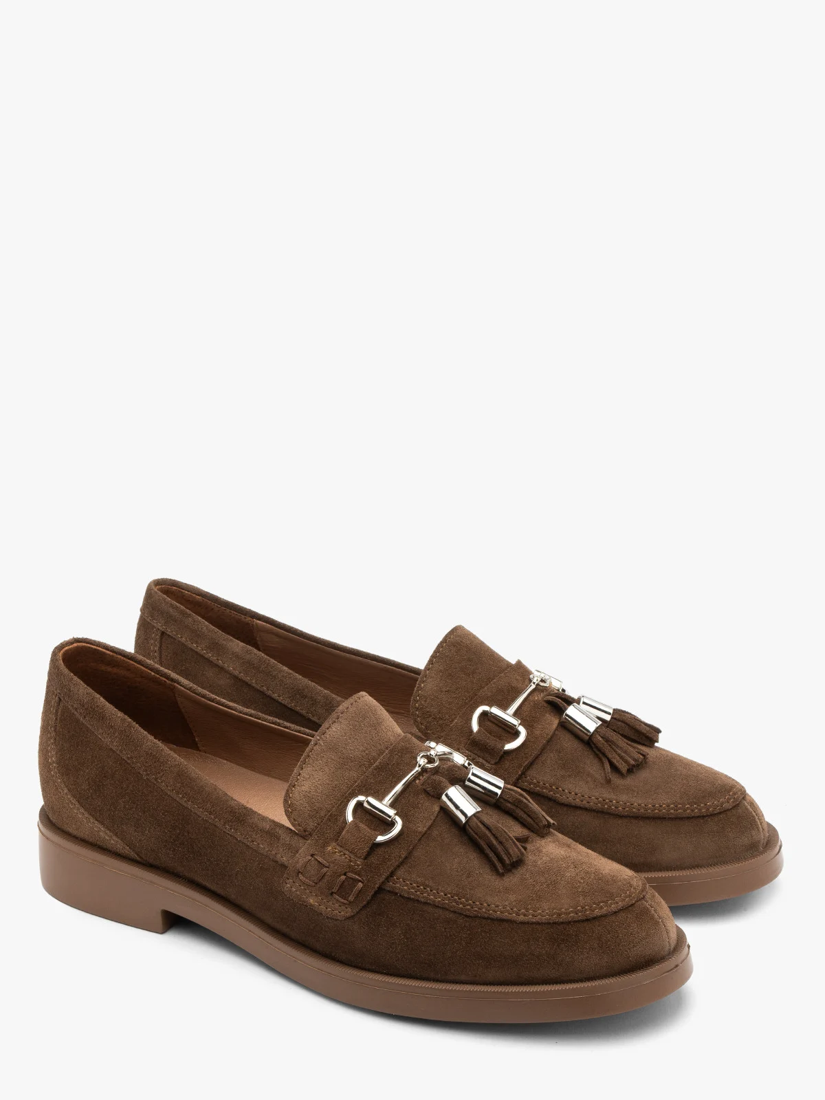 Brązowe mokasyny damskie z chwostami