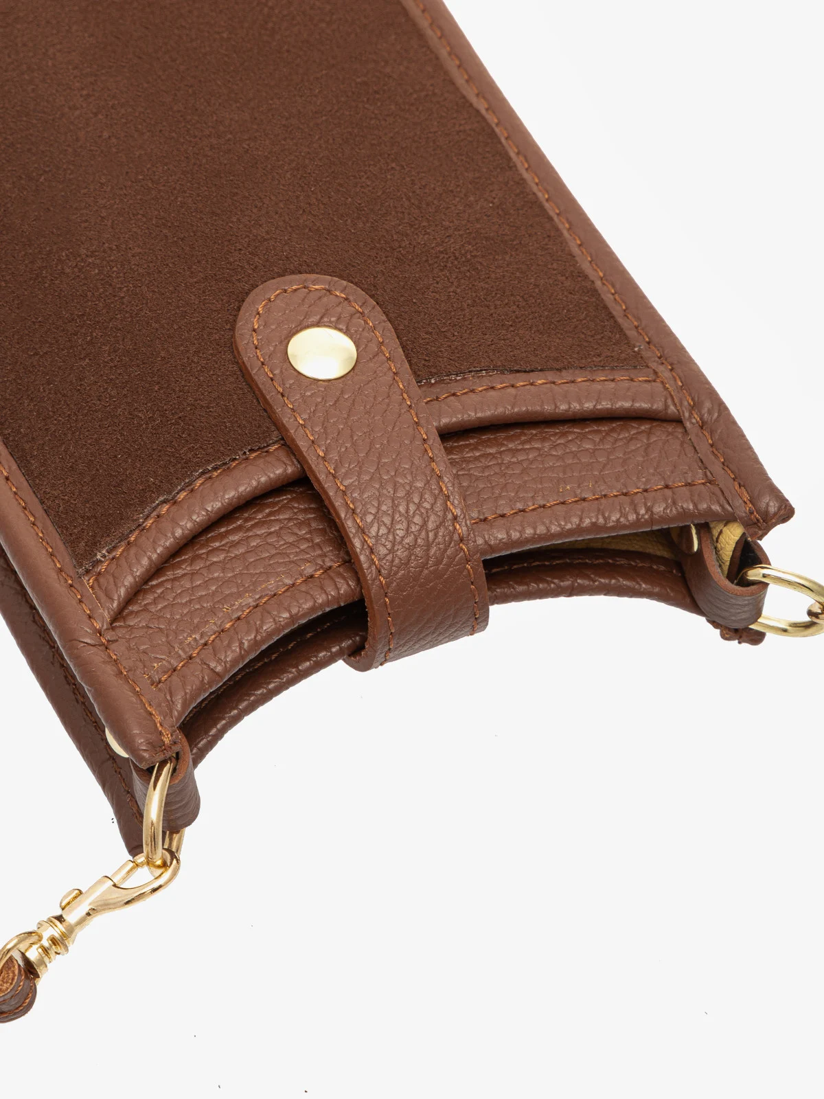 Mała, prostokątna listonoszka z łączonych skór