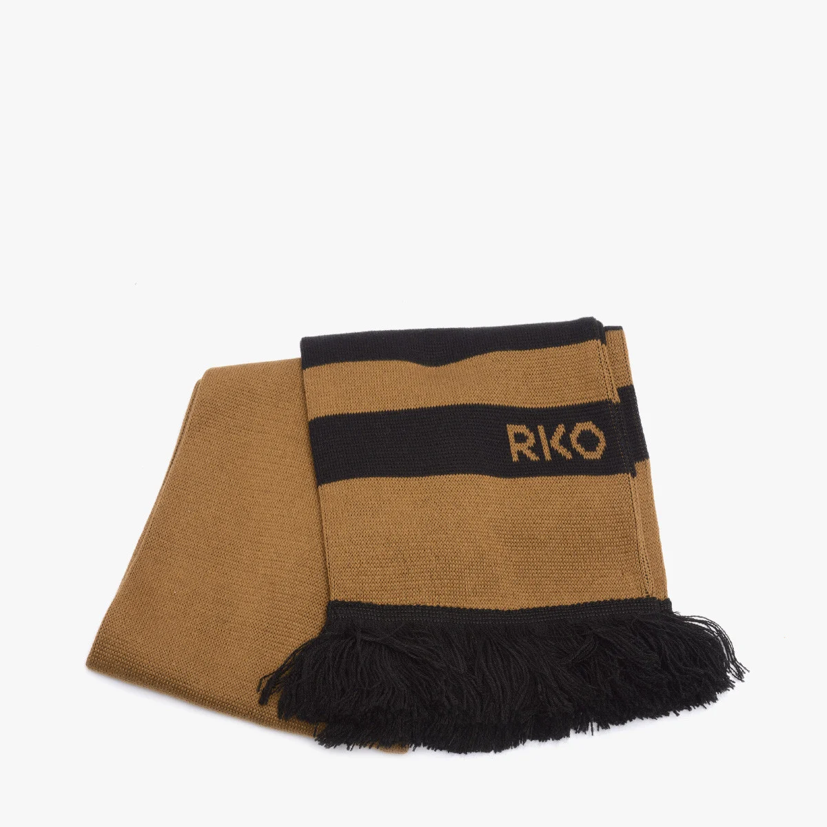 Karmelowy szalik bawełniany z frędzlami